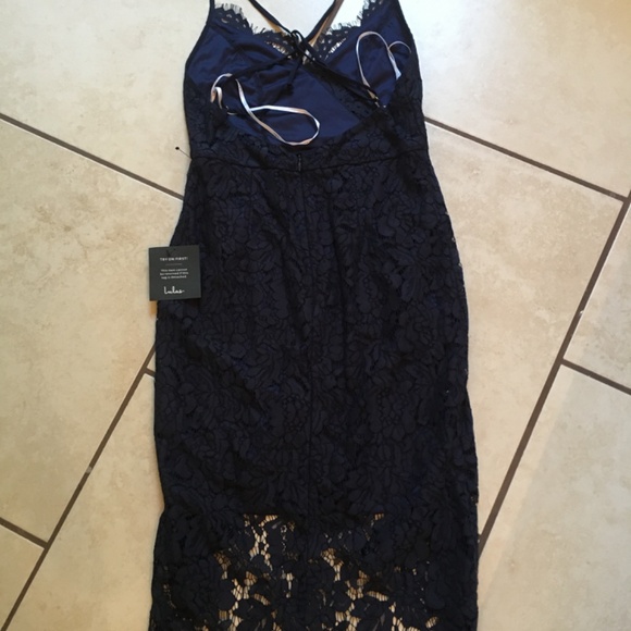 NWT Lulus navy blue lace dress S - Picture 5 of 6